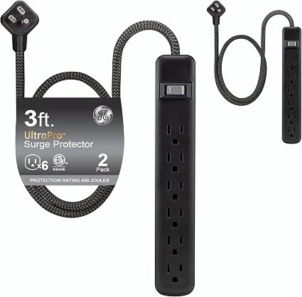 GE Surge Protector Power Strip, 2 Pack