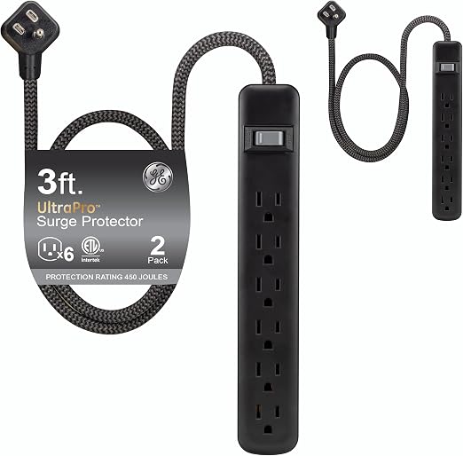 GE Surge Protector Power Strip, 2 Pack