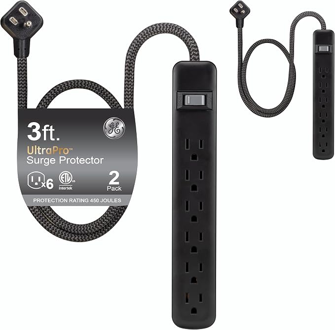 GE Surge Protector Power Strip, 2 Pack