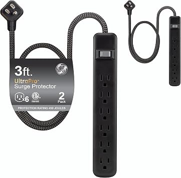 GE Surge Protector Power Strip, 2 Pack