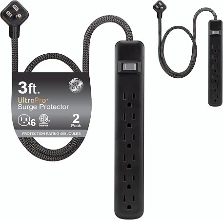 GE Surge Protector Power Strip, 2 Pack