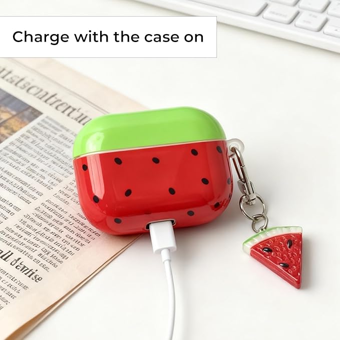 for AirPods Pro 3 Case 2025 - Cute 3D Watermelon IMD Fruit Design for Air pod Pro 3 Cover with Keychain,Soft Shockproof Silicone Cover for Airpods Pro 3 Gen, for Girls Women