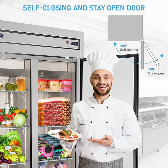 Commercial Refrigerator Freezer Combo, 47"W Upright Freezer Dual Zone, 35 Cu.Ft Standup Freezer Stainless Steel, Reach-in Cooling for Kitchen, Restaurant