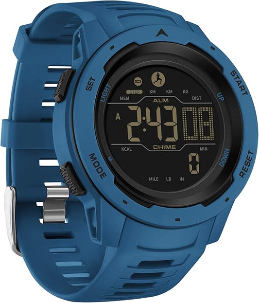 findtime Men's Digital Watch Waterproof Pedometer Watches Sport Watch Step Counter Calorie Military Watch with Stopwatch Alarm LED Backlight Countdown