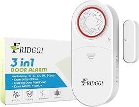 3-in-1 Alarm - Door Left Open Alarm, Chime with Delay, 0/5/10/30/60 Seconds, 2/5 Minutes, Window Ajar Alert, 80 to 120 dB, Close-Doors Reminder for Freezer, Home, Shop. (White)