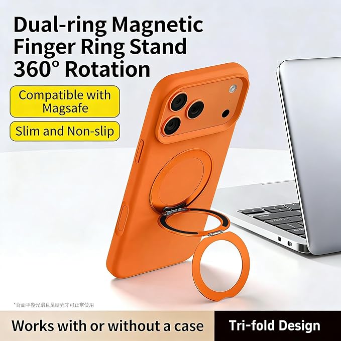 Generic Magnetic Phone Holder, Compatible with MagSafe Compatible Phone Stand, 360° Rotation Finger Ring Kickstand with Two-Sided Magnet for iPhone 17 Pro Max 16 15 14 13 12 MagSafe Accessories