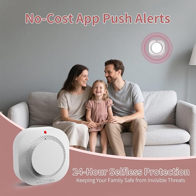 ZIGBEE Smoke Detectors for Home,Photoelectric Fire Alarms Battery Powered,Portable Smoke Alarm with Test/Mute Button(ONLY Work with TUYA Gateway),1 PCS(NOT Included Battery)