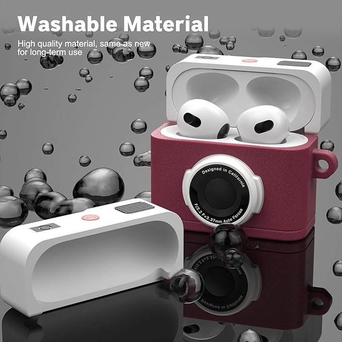 Valkit Compatible Airpods 3rd Generation Case Cover with Cleaner Kit, Cute Camera Design Airpods 3 Gen Case 2021 with Keychain Shockproof Soft Silicone Protective Case for Airpod 3rd Gen Charging Case