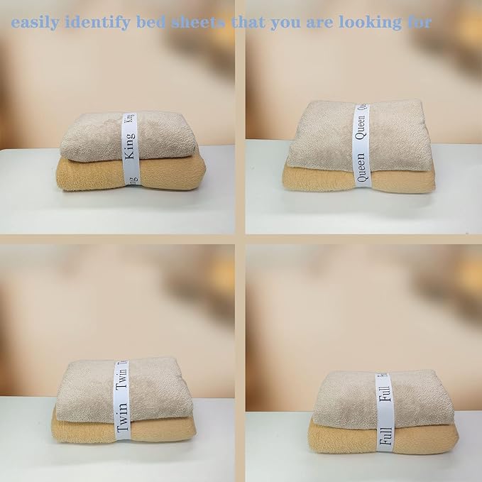 10 Pieces Bed Sheet Organizer Bands, Sheet Organizers and Storage Label Bands, Sheets Organizer for Closet, Sheet Label for Bedding, Sheet Keepers Linen Labels Bedding Bands (White, Mix 10Pcs)