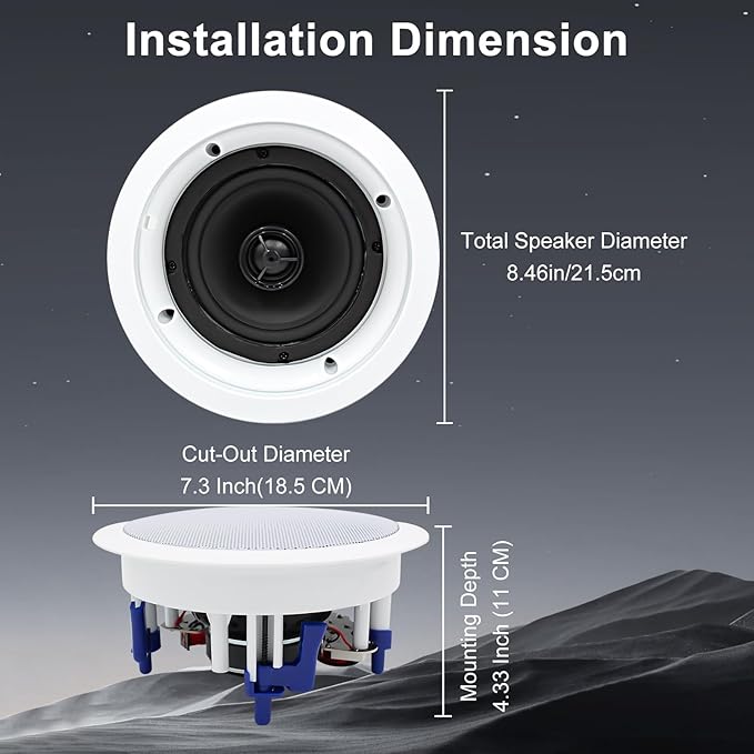 STUDIOFINIX 5.25 Inch Bluetooth Ceiling Speakers,300 Watt Max Power Output for Indoor Kichten,Living Room,Study Room,Basement and Covered Patio