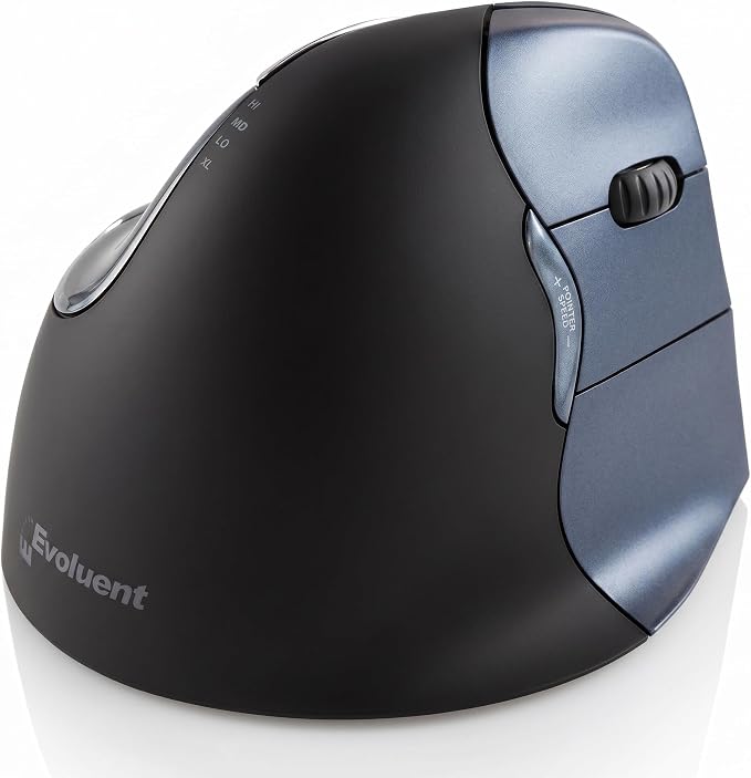 Evoluent – Inventor of the Vertical Mouse – VM4RW Ergonomic Vertical Mouse Right Hand Regular Size Wireless USB, Sculpted for Comfort, Reduces Wrist Strain, 4 Speeds, 6 Customizable Buttons in Windows