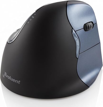 Evoluent – Inventor of the Vertical Mouse – VM4RW Ergonomic Vertical Mouse Right Hand Regular Size Wireless USB, Sculpted for Comfort, Reduces Wrist Strain, 4 Speeds, 6 Customizable Buttons in Windows