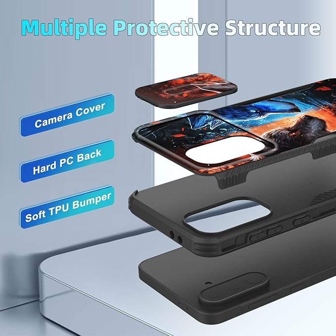 for Galaxy A36 5G/A56 5G Case Built in Slide Camera Lens Cover,Heavy Duty Shockproof Protection Dual Layer Case for Samsung Galaxy A36 5G/A56 5G 6.7" 2025,Cool Wolf
