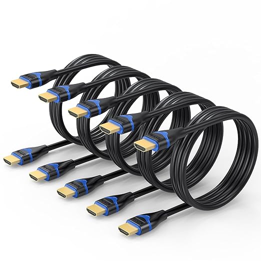 4K HDMI Cable 4FT 5-Pack, High Speed HDMI 2.0 Cable 4 Foot Ultra HD HDMI to HDMI Cord 4K@60Hz, 2K@144Hz, 1080P@240Hz, HDR, 3D, HDCP2.2, ARC for Monitor, Roku TV, PS4/PS5, Laptop, HDTV, Xbox