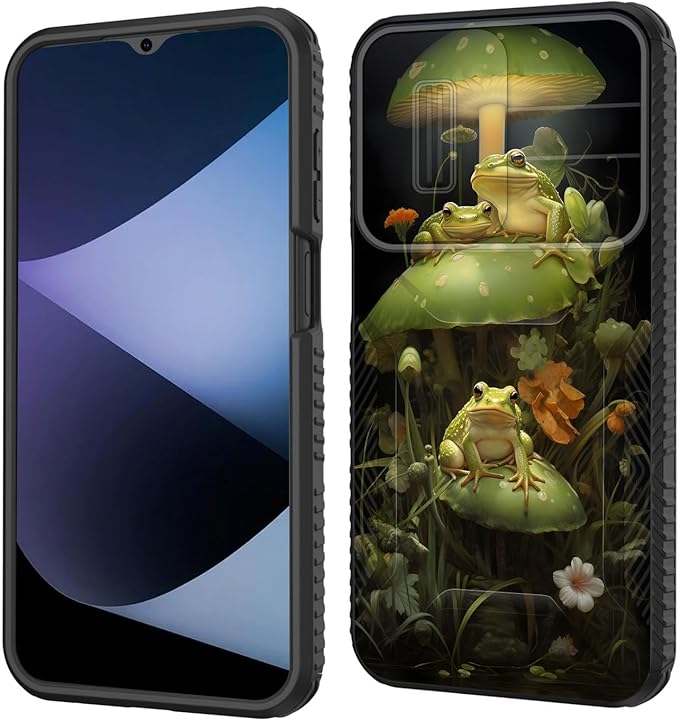 for Galaxy A15 5G Case Built in Slide Camera Lens Cover,Heavy Duty Shockproof Protection Dual Layer Case for Samsung Galaxy A15 5G 6.5 inch 2024,Cute Frog Mushroom