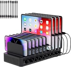 60W Charging Station for Multiple Devices, 10-Port USB Fast Charger