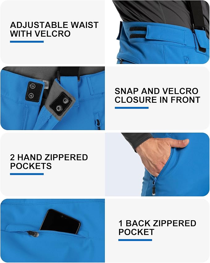 33,000ft Insulated Bibs for Men Snow Ski Pants Overalls Winter Waterproof Windproof Snowboard