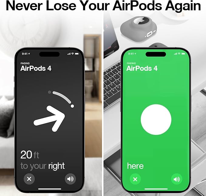2 in 1 Silicone Case Compatible with AirPod 4 and AirTag 2/1, Shockproof Protective Skin Cover for AirPods 4th Generation with Cleaner Kit & Carabiner (Grey)
