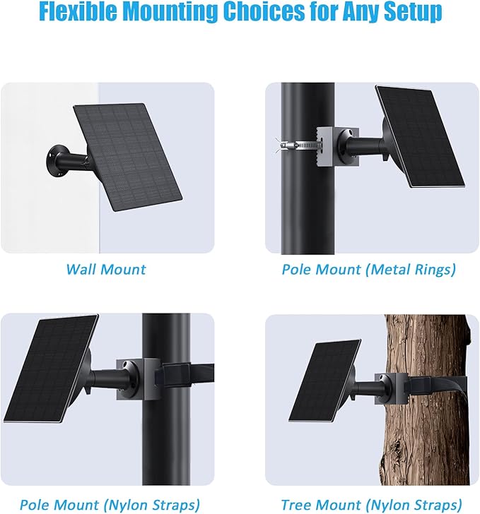 Zivif 5W Trail Camera Solar Panel, 10400mAh Built-in Battery, Adjustable 6V/9V/12V Output, DC Plugs 5.5x2.1mm 4.0x1.7mm 3.5x1.35mm, IP66 Waterproof, 360° Mount, 9.8ft Cable