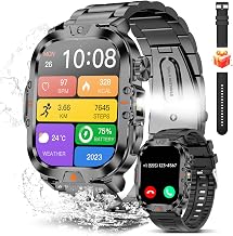 Smart Watch for Men Military Answer/Make Call 2.01″ Display 170+ Sports Modes Fitness Smart Watch IP68 Waterproof 30 Days Standby Smartwatch for Android iOS Black (2 Straps) - Image 1