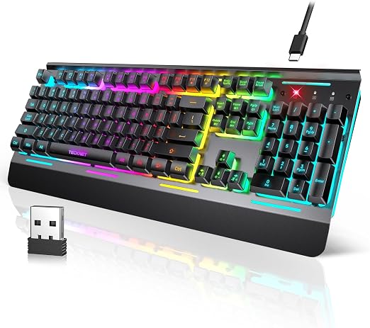 TECKNET Wireless Gaming Keyboard, 4000mAh Rechargeable Keyboard