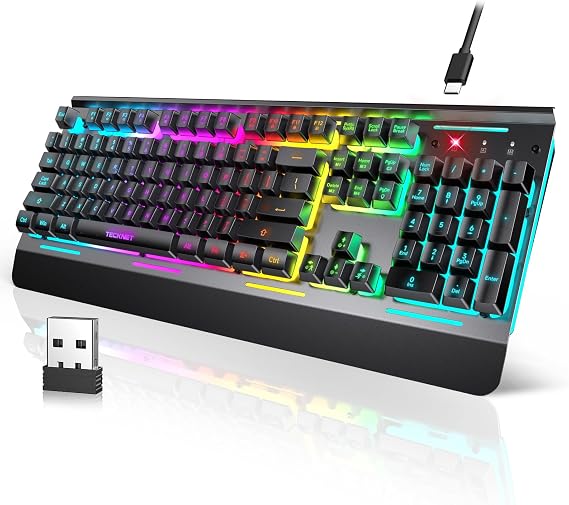 TECKNET Wireless Gaming Keyboard, 4000mAh Rechargeable Keyboard