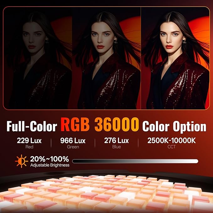 ZHIYUN MOLUS X100 RGB PRO V2 100W Full Color Portable RGB Video Light Continuous Output Lighting with PD Fast Charging,CRI 95+, APP Control 384g for Youtuber Tiktok