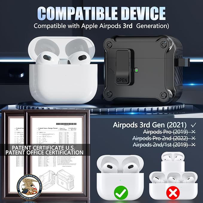 Compatible with AirPods 2 Case,Magnetic Automatic Lock with Phone Stand & Cleaning Kit,Compatible with Magsafe Cover -Sky Black