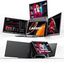 14" Triple Laptop Screen Extender, FHD 1200P Triple Screen Laptop Monitor Extender, One Cable Connection Quad Portable Monitor for 12"-16.5" Laptops, Driver Needed, USB-C Plug&Play Fit for Wins, Mac - Image 1