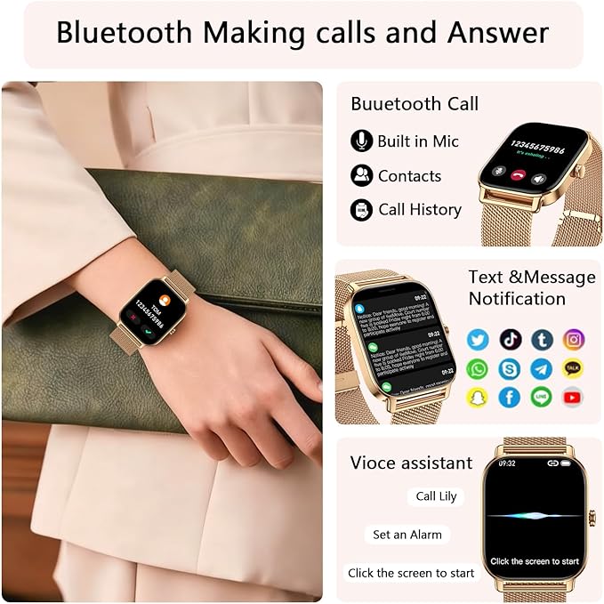 Smart Watch for Women Men Fitness: Make Answer Call Digital Mens Watches Waterproof Running Smartwatch for Android Phone iPhone Samsung Compatible Heart Rate Monitor SpO2 Pedometer Step Tracker