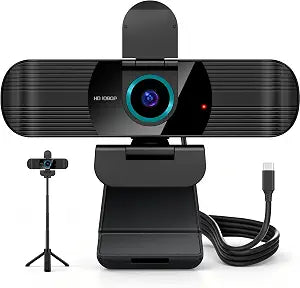 Pro HD 1080p/30fps Webcam with Tripod, External USB-C Camera for PC/Laptop