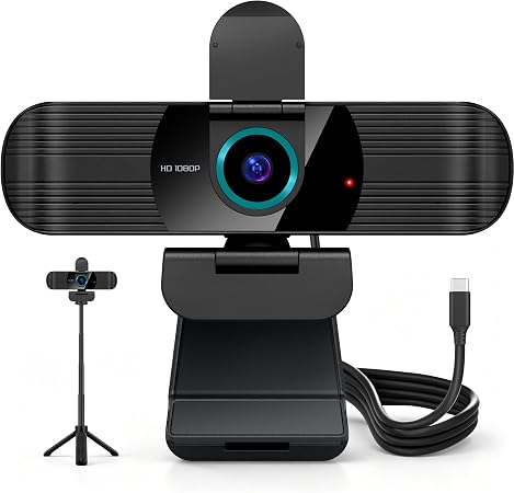 Pro HD 1080p/30fps Webcam with Tripod, External USB-C Camera for PC/Laptop