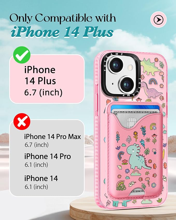 Toycamp for iPhone 14 Plus Case - Compatible with Magsafe Credit Card Holder Wallet Magnetic Cute Women Teen Girls Kawaii Girly Unique Animal Design Phone Cover for iPhone 14 Plus