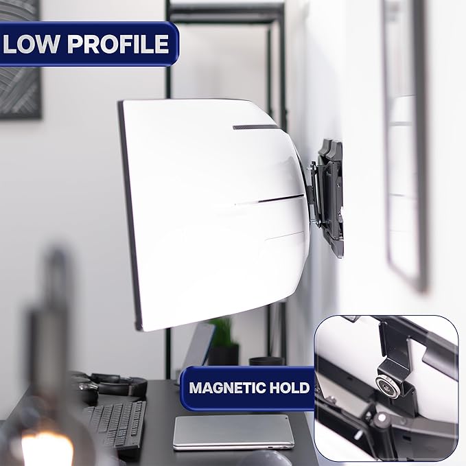 VIVO Telescoping Ultrawide Monitor Wall Mount, Fits up to 49 inch Ultra-wides, Holds 44 lbs, Adjustable Low Profile VESA Bracket, Black, Mount-VWLP2