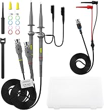 AUTOUTLET 2Pcs P6100 100MHz Universal Oscilloscope Probe,10:1 and 1:1 Switchable Oscilloscope Clip Probes with BNC to Minigrabber Test Lead Kit