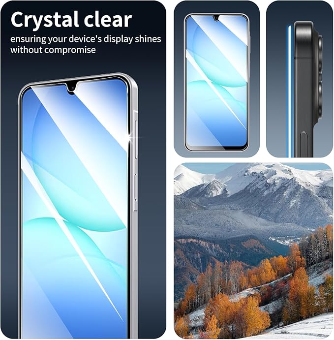 Screen Protector & Camera Lens Protector for Samsung Galaxy A17, Double Shatterproof HD Tempered Glass, High Light Transmittance, 9H Hardness Anti-Scratch Impact-Protection Case-Friendly, 3 Pack Each