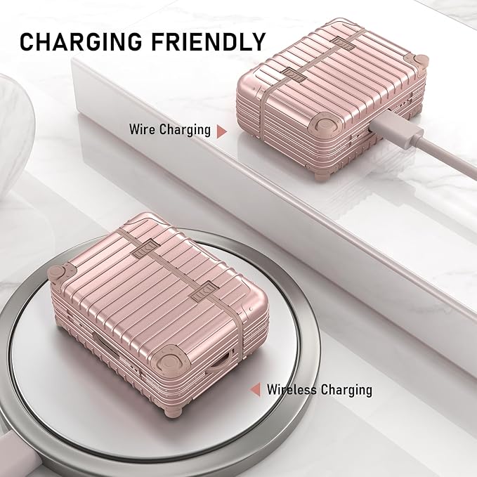 KOREDA Compatible with AirPods Pro 2nd/1st Generation Case Cover, Cute Funny Suitcase Design Case for Airpods Pro 2nd/1st Gen, Fashion Protective Hard Case for Women Men with Keychain