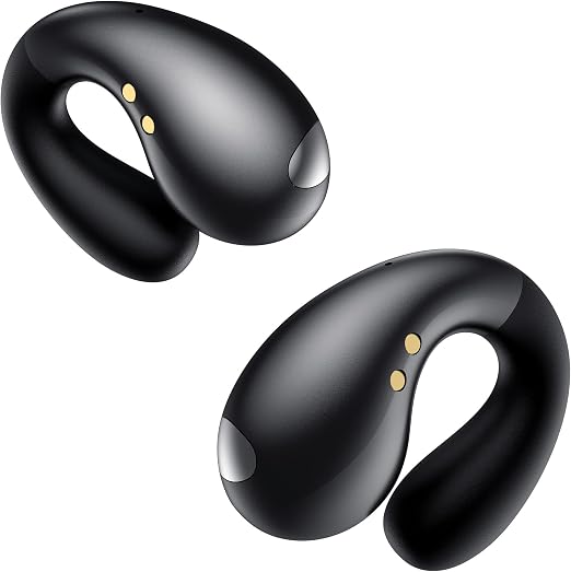 Boytond Ultra Open Ear Earbuds - Clip on Earbuds, Open Ear Headphones with Secure Lightweight Fit, Bone Conduction Sound and Bluetooth 5.3 for Running, Sports and Outdoor Travel, Midnight Black