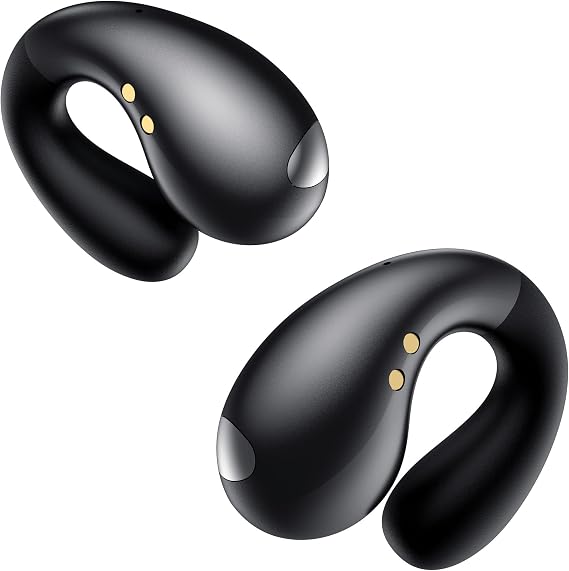 Boytond Ultra Open Ear Earbuds - Clip on Earbuds, Open Ear Headphones with Secure Lightweight Fit, Bone Conduction Sound and Bluetooth 5.3 for Running, Sports and Outdoor Travel, Midnight Black
