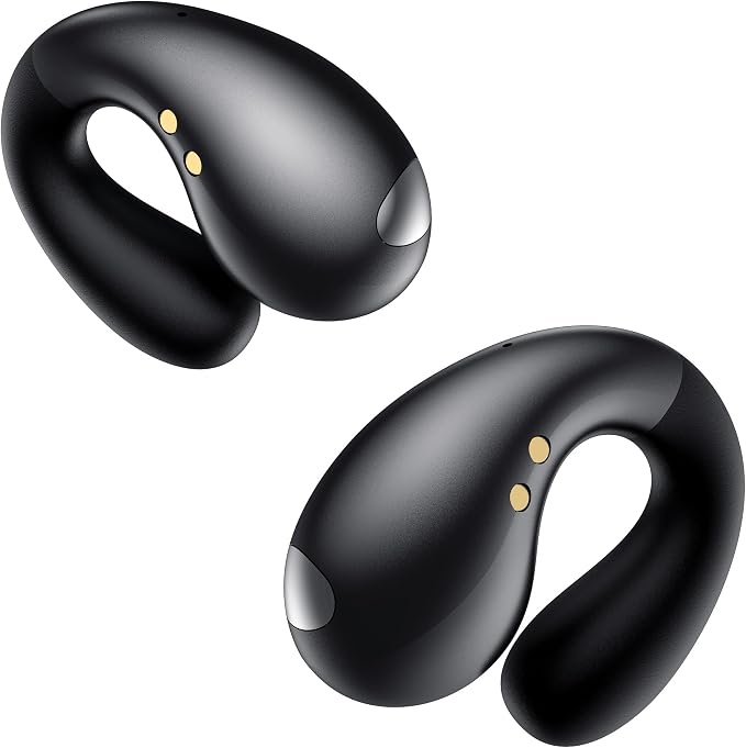 Boytond Ultra Open Ear Earbuds - Clip on Earbuds, Open Ear Headphones with Secure Lightweight Fit, Bone Conduction Sound and Bluetooth 5.3 for Running, Sports and Outdoor Travel, Midnight Black