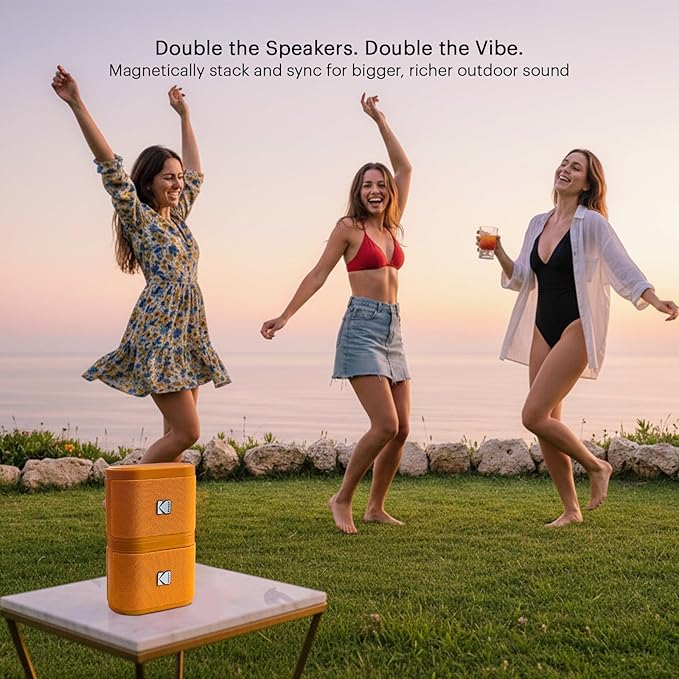 KODAK SOUNDBRIX Magnetic Splittable Bluetooth Speaker for Men Women Teens Boys Girls Portable Wireless Pairing White Elephant Gifts for Adults Up to 5H Playtime for Home Outdoor