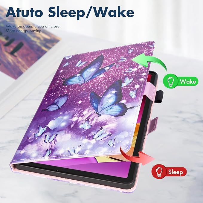 Dteck for Amazon Fire Max 11 Tablet Case 11" (13th Generation) 2023, PU Leather Shell TPU Back Cover Fold Stand Case with Auto Sleep Wake, Adjustable Viewing Angles, Cute Folio Case, Fairy Butterfly