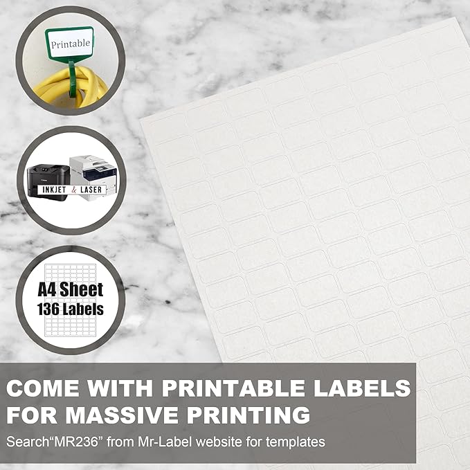 Mr-Label 2-3/4” Nylon Cable Zip Ties Tags Labels Marker – Write on | Self-Locking – with Free Printable Labels - for Wire Marking and Organizing (50, Five Assorted Color)