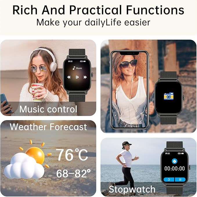Smart Watch for Men Women Fitness: Running Make Answer Call Digital Mens Watches Waterproof Smartwatch for Android Phone iPhone Samsung Compatible Pedometer Step Tracker Sleep SpO2 Heart Rate Monitor