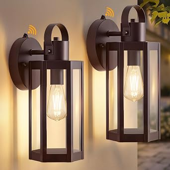 EJIAXIN 2 Pack Dusk to Dawn Outdoor Lighting Fixtures,Brown Porch Lights