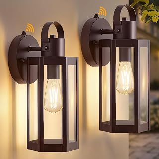 EJIAXIN 2 Pack Dusk to Dawn Outdoor Lighting Fixtures,Brown Porch Lights - Image 1