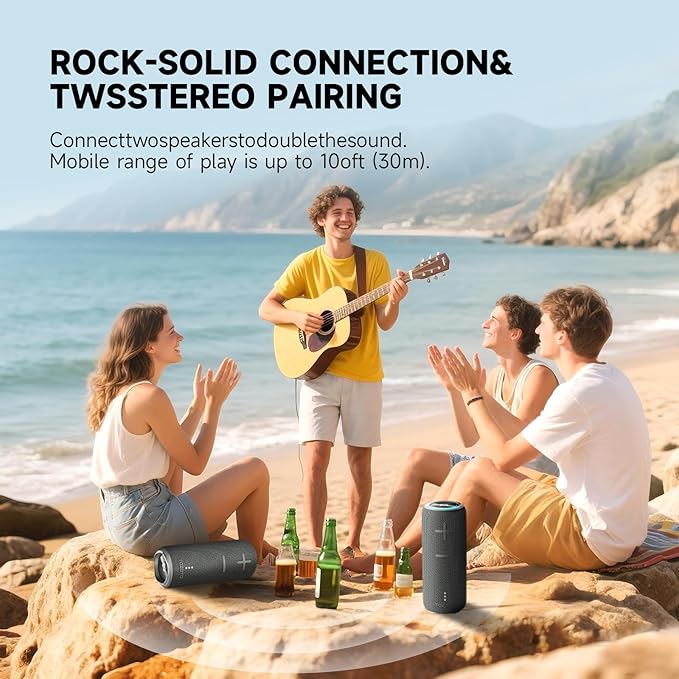 Portable Bluetooth Speaker, 30W 360° Surround Sound IPX7 Waterproof Wireless Golf Speakers,Outdoor Loud TWS Speaker for Beach,Party,Camping,Birthday Valentines Gifts