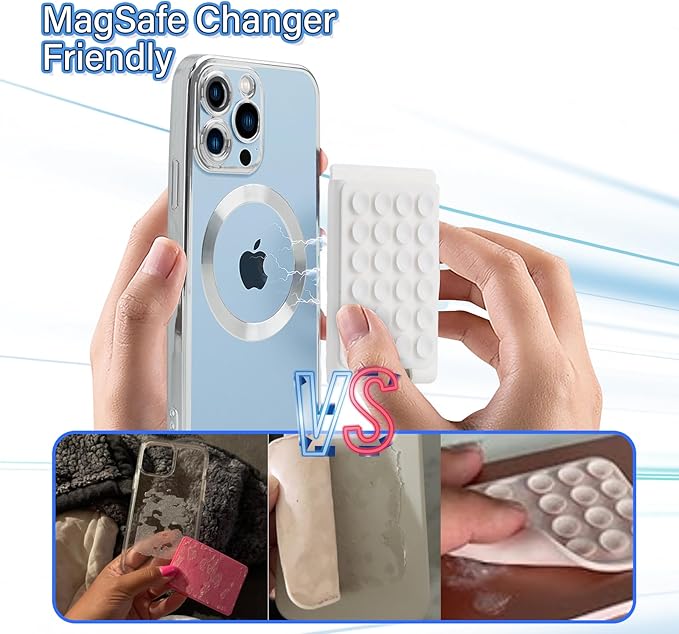 Magnetic Suction Phone Card Holder Mount for MagSafe Wallet, Compatible with iPhone MagSafe Phone Case, Hands-Free Mirror Shower Phone Holder Accessory for TikTok Videos and Selfies, Black