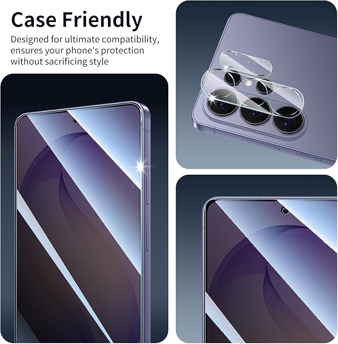 3+3-Pack, Privacy Screen Protector and Camera Lens Protector for Samsung Galaxy S26 Ultra, Anti-Spy Tempered Glass Film, Dark Private Black Protection, 9H Hardness, Anti-Scratch, Bubble Free