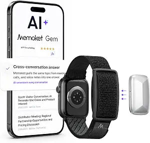 Gem Wearable AI Voice Recorder, Transcribes, Fits Apple Watch Bands